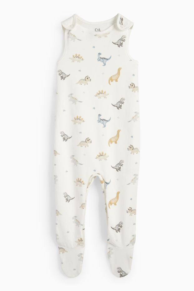 Baby Jungen - Dino - Strampler-Set - 2 teilig - hellgrau