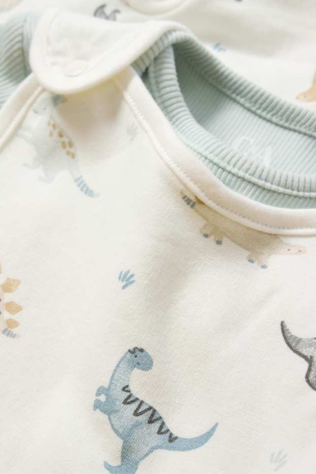 Baby Jungen - Dino - Strampler-Set - 2 teilig - hellgrau