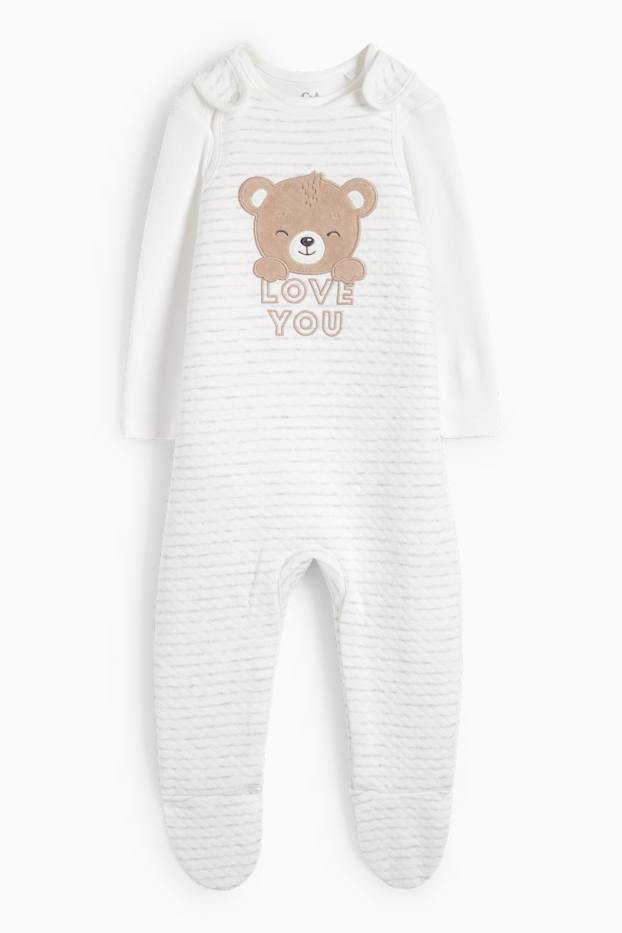 Unisex - Motiv medvídka - souprava dětského overalu - 2dílná - bílá
