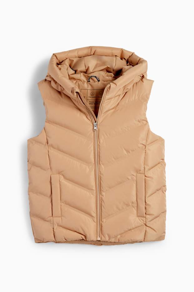 Kinder Mädchen - Steppweste mit Kapuze - wasserabweisend - beige