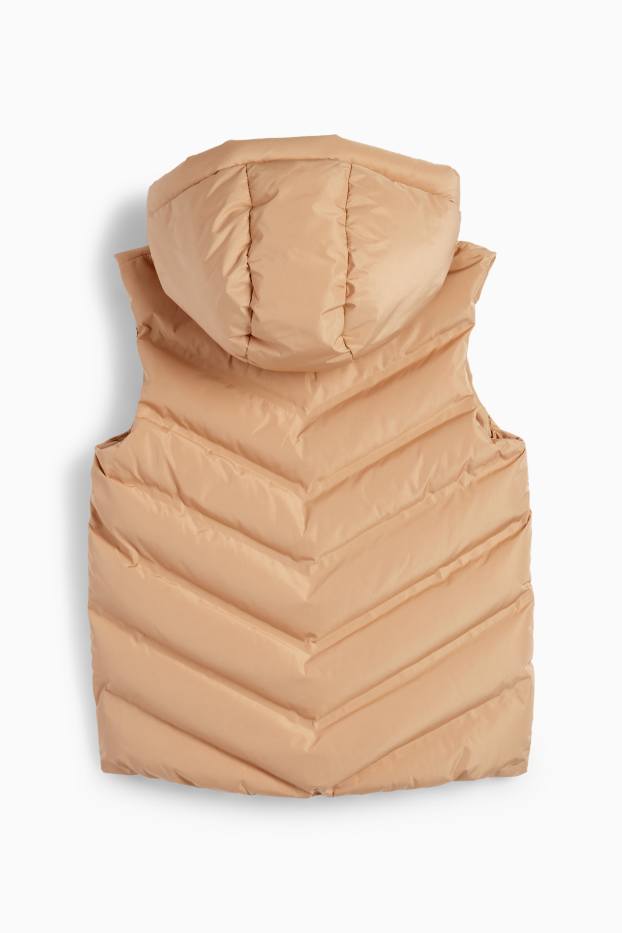 Kinder Mädchen - Steppweste mit Kapuze - wasserabweisend - beige