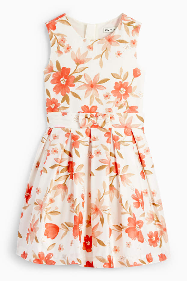 Enfants filles - Robe - à fleurs - blanc crème