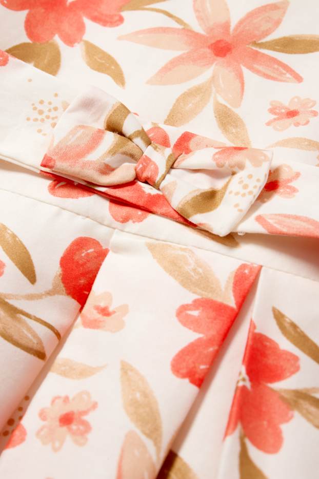Enfants filles - Robe - à fleurs - blanc crème