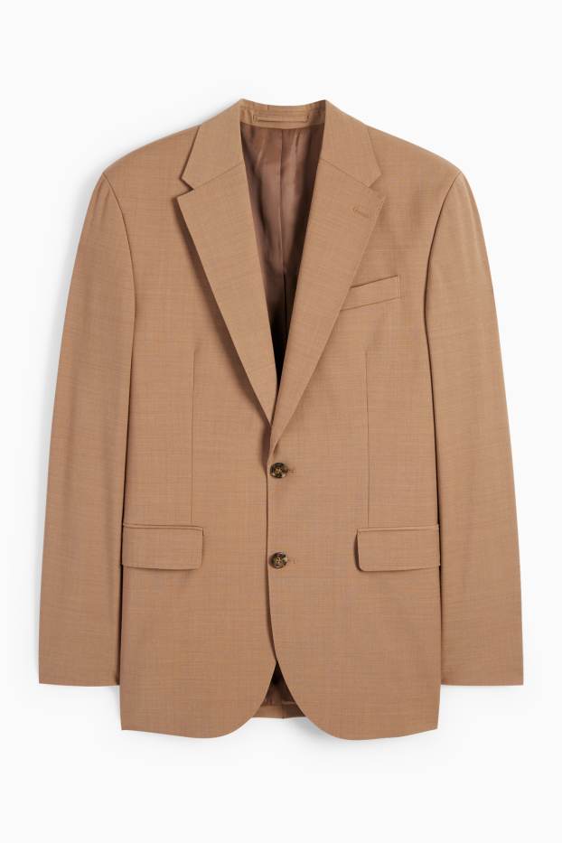 Hommes - Veste de costume - regular fit - Flex - laine vierge mélangée - marron