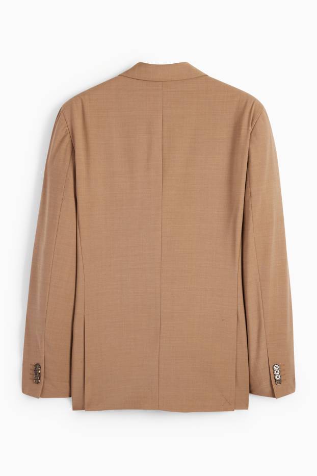 Hommes - Veste de costume - regular fit - Flex - laine vierge mélangée - marron