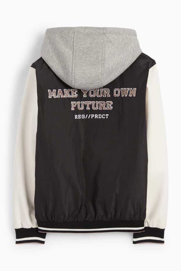 Kinder Jungen - Collegejacke mit Kapuze - schwarz