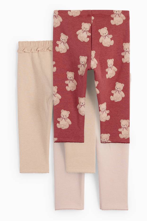 Bébés filles - Lot de 3 - oursons - leggings doublés - rose