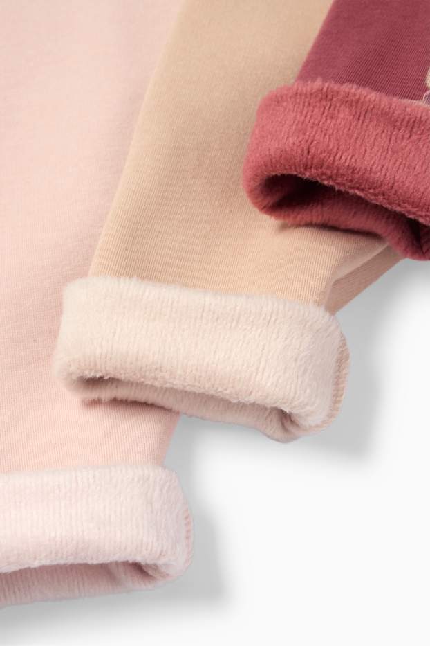Bébés filles - Lot de 3 - oursons - leggings doublés - rose