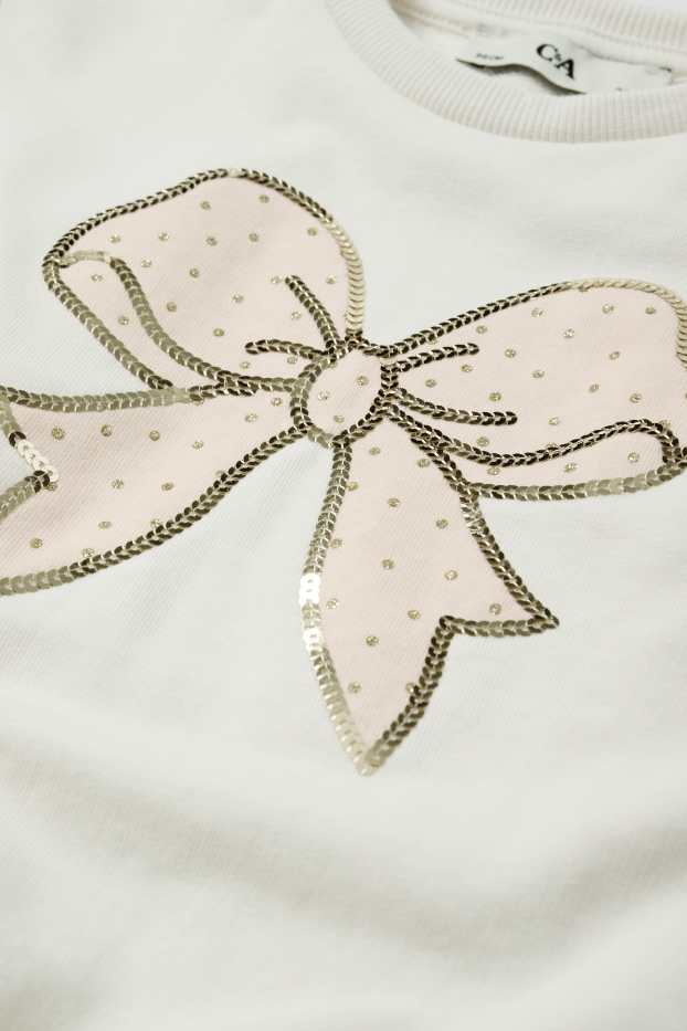 Kinder Mädchen - Schleife - Set - Sweatshirt und Scrunchie - 2 teilig - cremeweiss