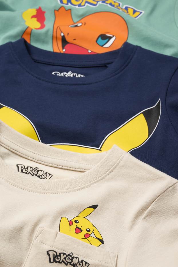 Kinderen: jongens - Set van 3 - Pokémon - longsleeve - donkerblauw