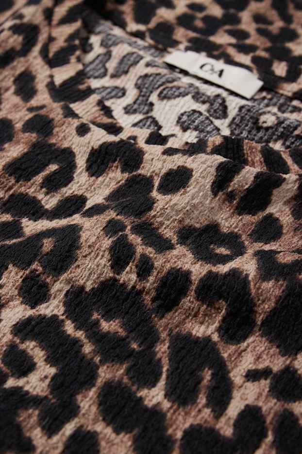 Damen - T-Shirt - Leo-Print - strukturiert - schwarz / beige