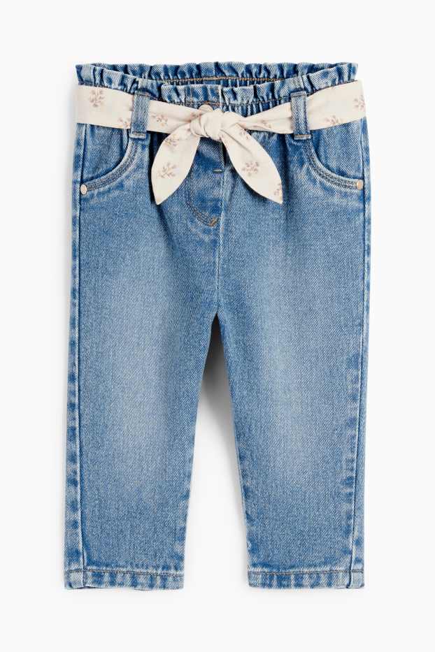 Baby Mädchen - Blümchen - Baby-Jeans - helljeansblau