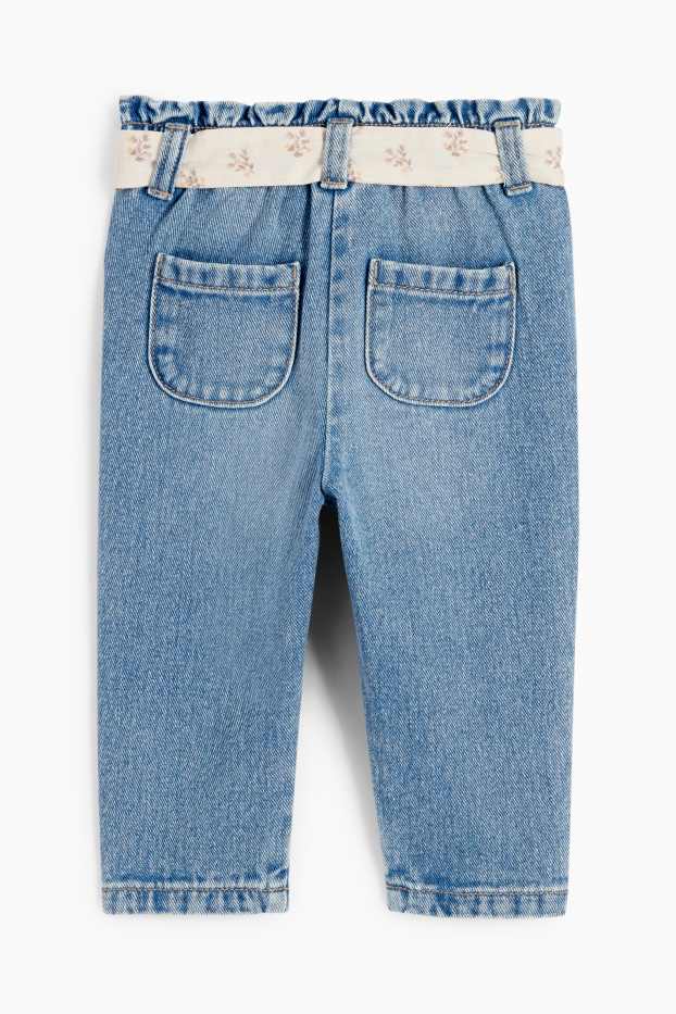 Baby Mädchen - Blümchen - Baby-Jeans - helljeansblau