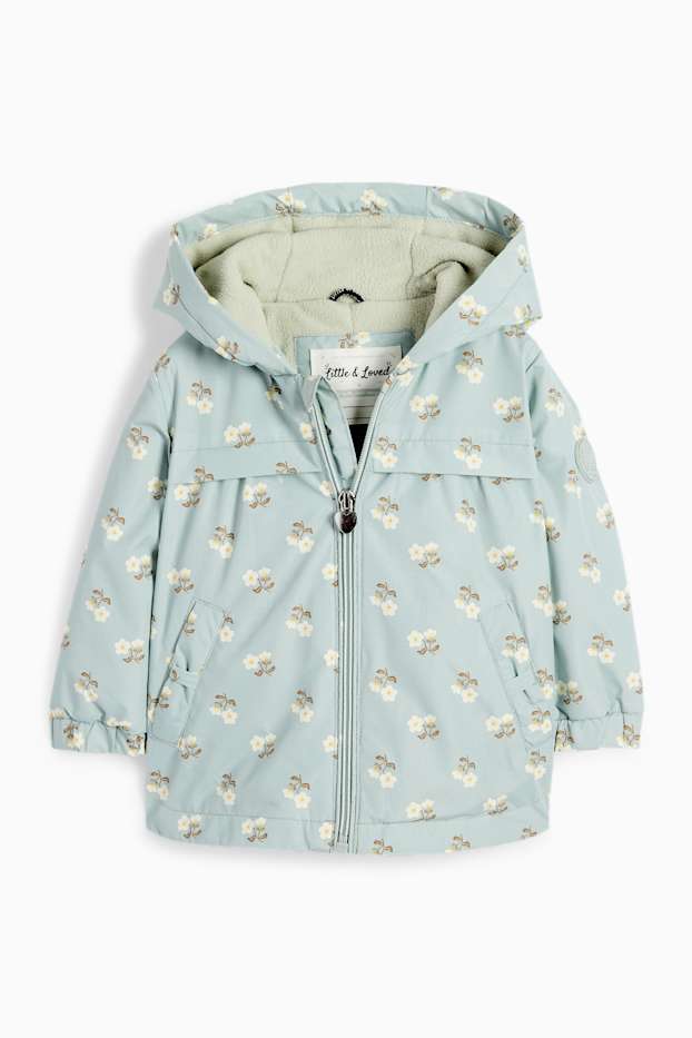 Bébés filles - Veste à capuche pour bébé - déperlante - à fleurs - vert menthe