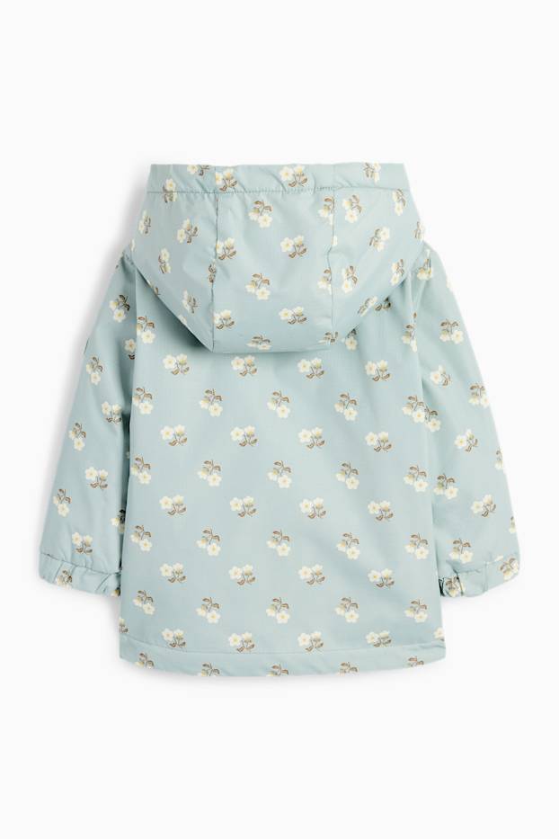 Bébés filles - Veste à capuche pour bébé - déperlante - à fleurs - vert menthe