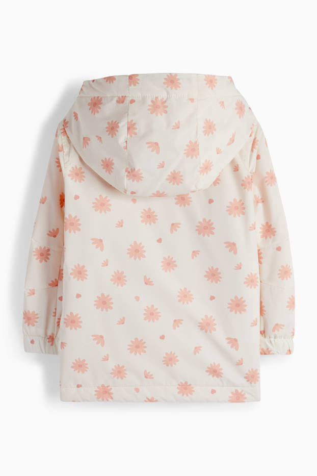Kinder Mädchen - Jacke mit Kapuze - wasserabweisend - geblümt - rosa