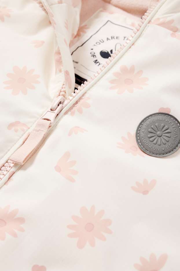 Kinder Mädchen - Jacke mit Kapuze - wasserabweisend - geblümt - rosa