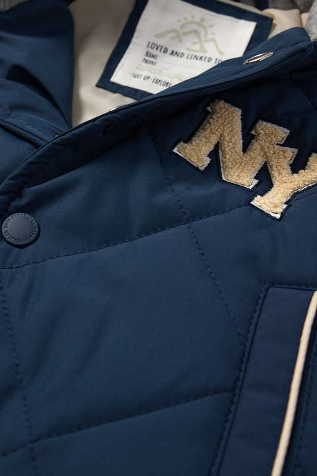 Bébés garçons - Veste style campus pour bébé à capuche - bleu foncé