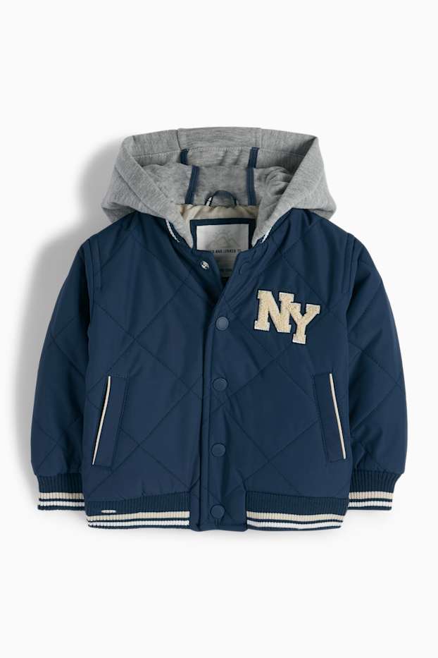 Bébés garçons - Veste style campus pour bébé à capuche - bleu foncé