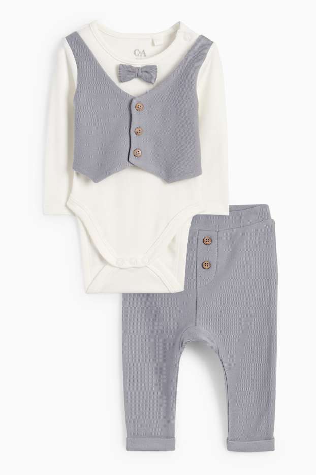 Baby Jungen - Baby-Outfit - 2 teilig - blau / weiss