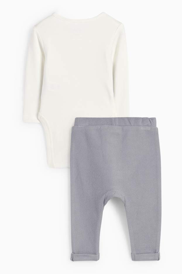 Baby Jungen - Baby-Outfit - 2 teilig - blau / weiss