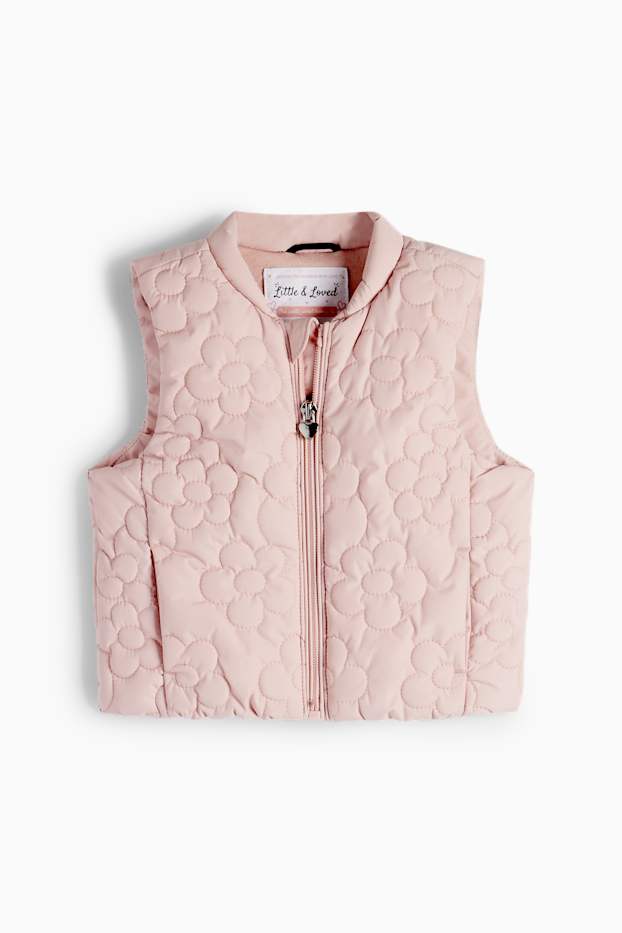 Baby Mädchen - Baby-Steppweste - wasserabweisend - geblümt - rosa