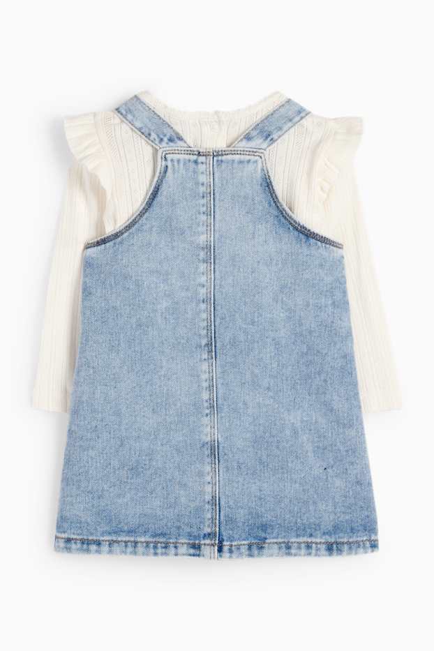 Neonate - Fiorellini - completo per neonate - 2 pezzi - blu / bianco