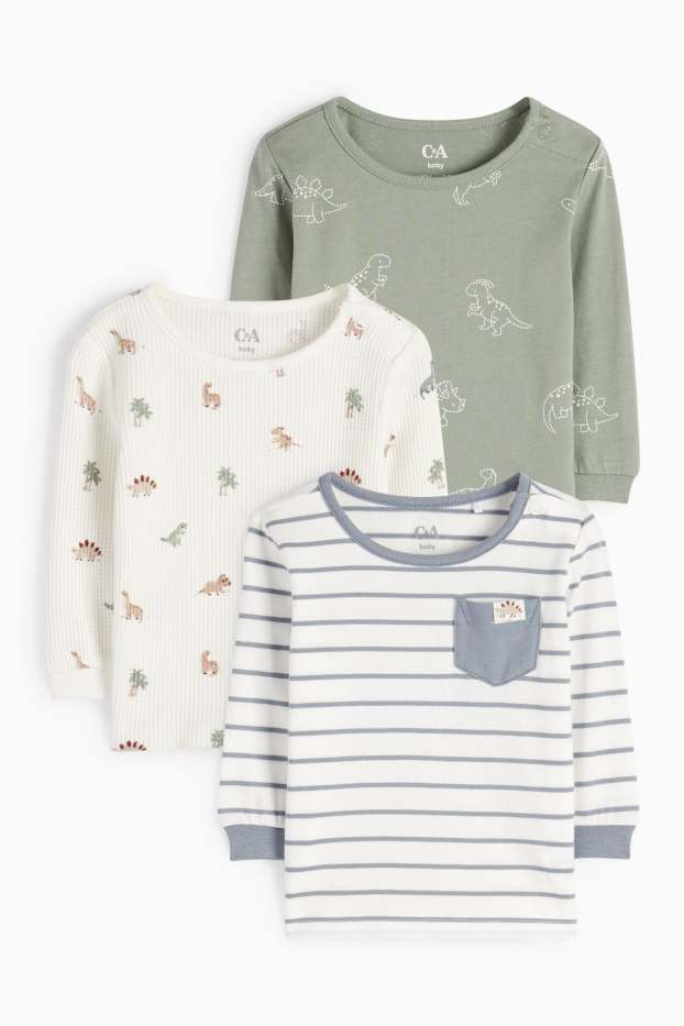Baby Jungen - Multipack 3er - Dino - Baby-Sweatshirt - grün