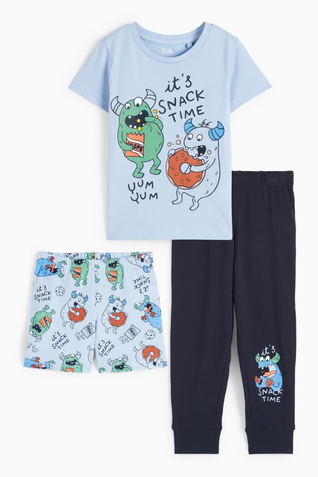 Bambini - Mostri - pigiama - 3 pezzi - azzurro