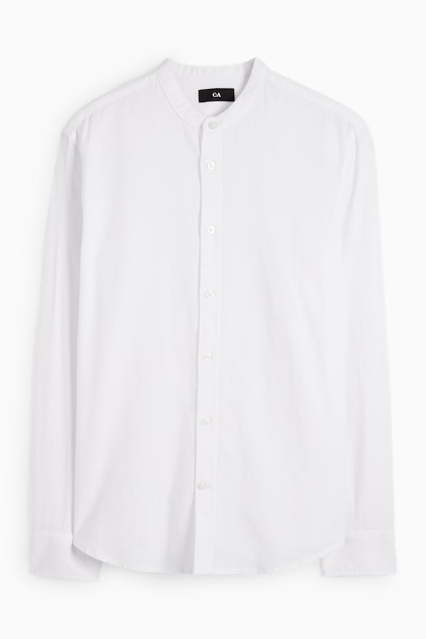 Pánské - Košile - regular fit - stojáček - bílá