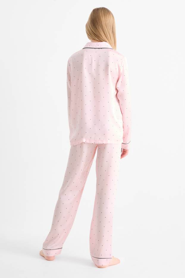 Enfants filles - Pyjama en satin - à pois - rose
