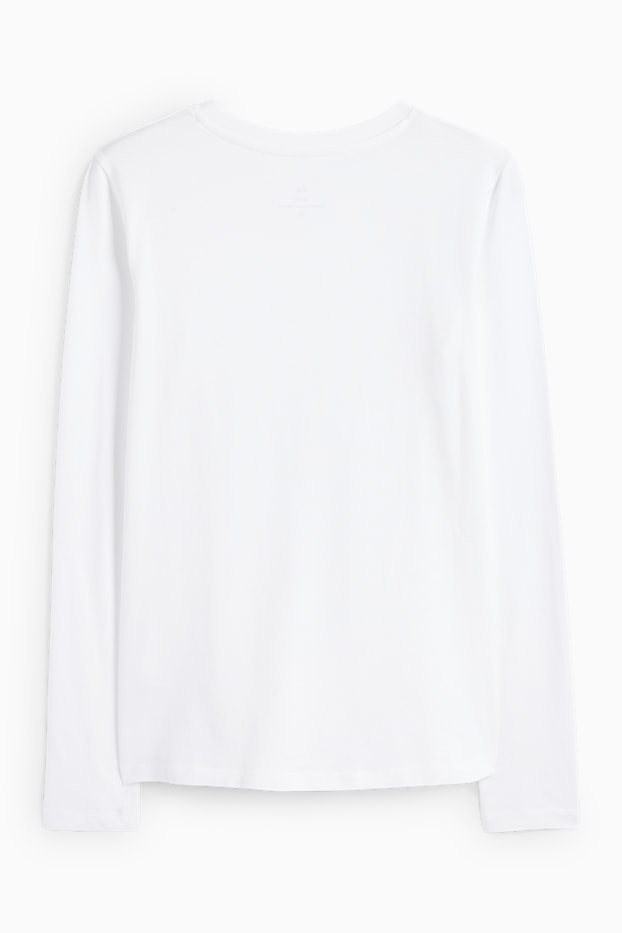 Femei - Tricou cu mânecă lungă basic - alb