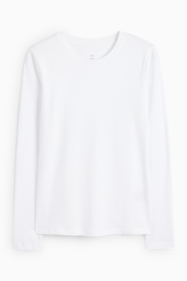 Femei - Tricou cu mânecă lungă basic - alb