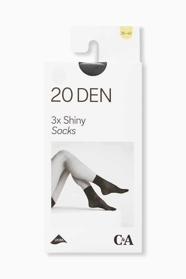 Damen - Multipack 3er - Feinsöckchen - LYCRA® - 20 DEN - schwarz