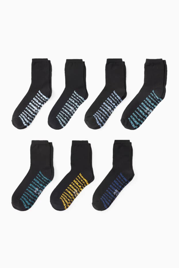 Kinder Buben - Multipack 7er - Socken - gemustert - schwarz