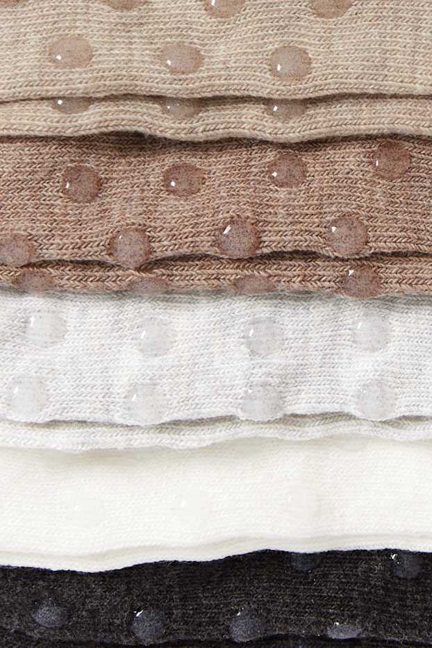Unisex - Multipack of 5 - non-slip baby socks - ribbed - light beige