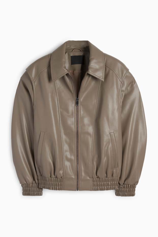 Damen - Blouson - Lederimitat - hellbraun