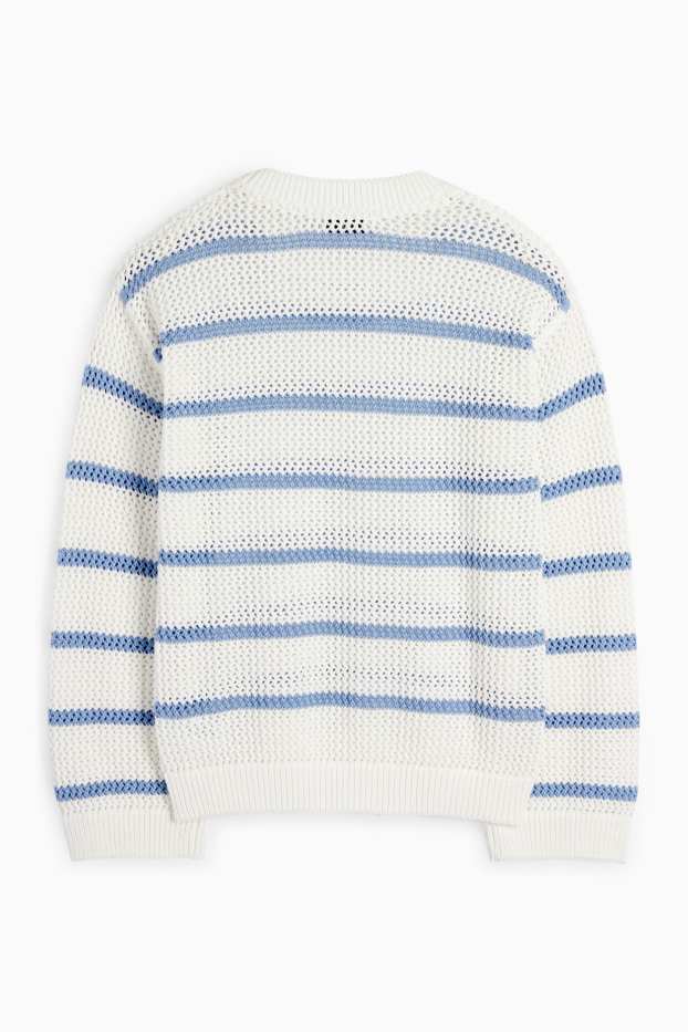 Children Girls - Jumper - striped - blue / white