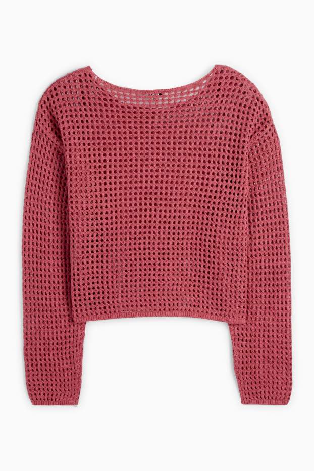 Damen - Crop Pullover - bordeaux