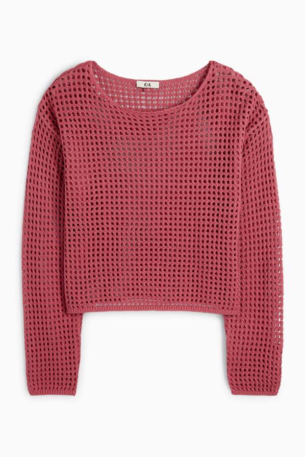 Damen - Crop Pullover - bordeaux
