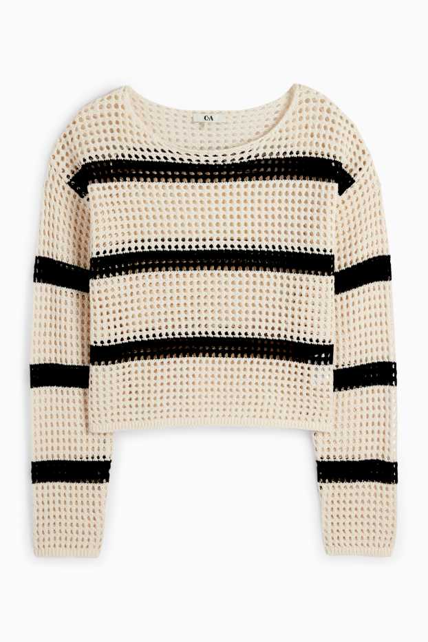 Mujer - Jersey crop - de rayas - beige claro