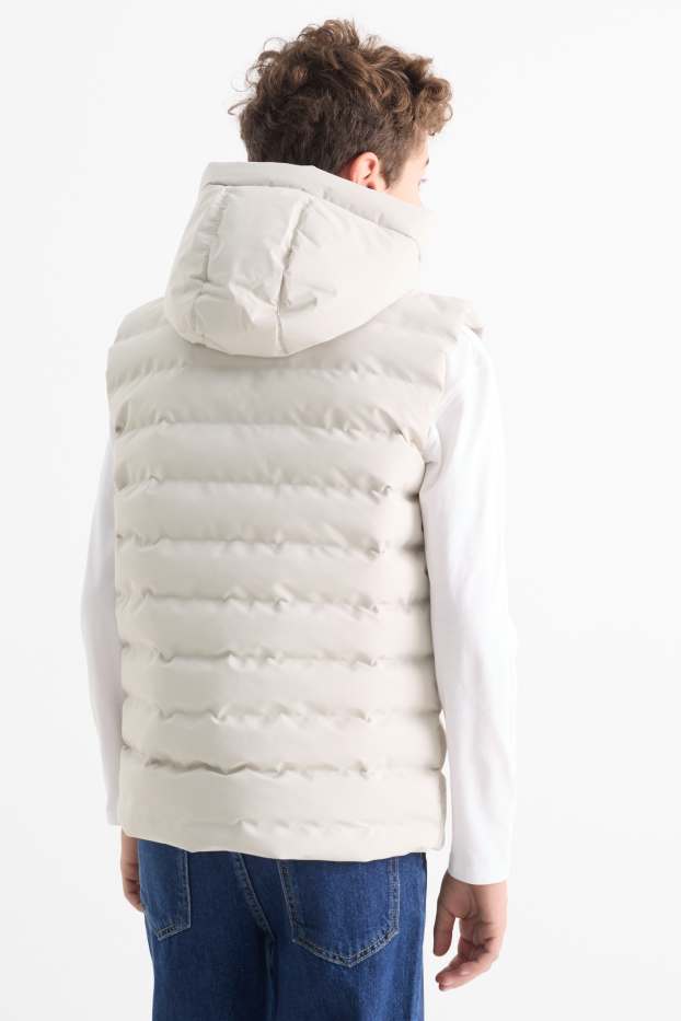 Bambini - Gilet trapuntato con cappuccio - impermeabile - grigio