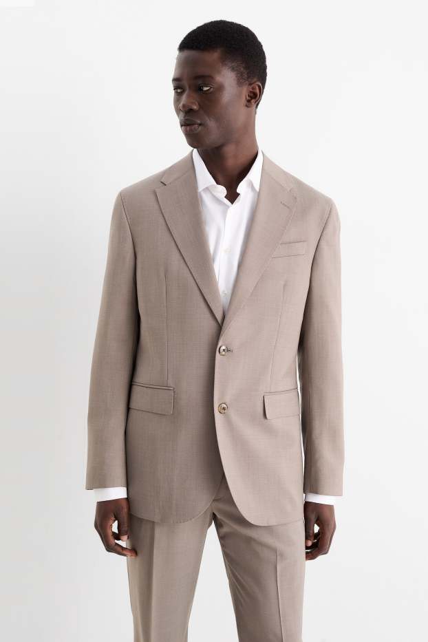 Hommes - Veste de costume en laine vierge - regular fit - marron clair