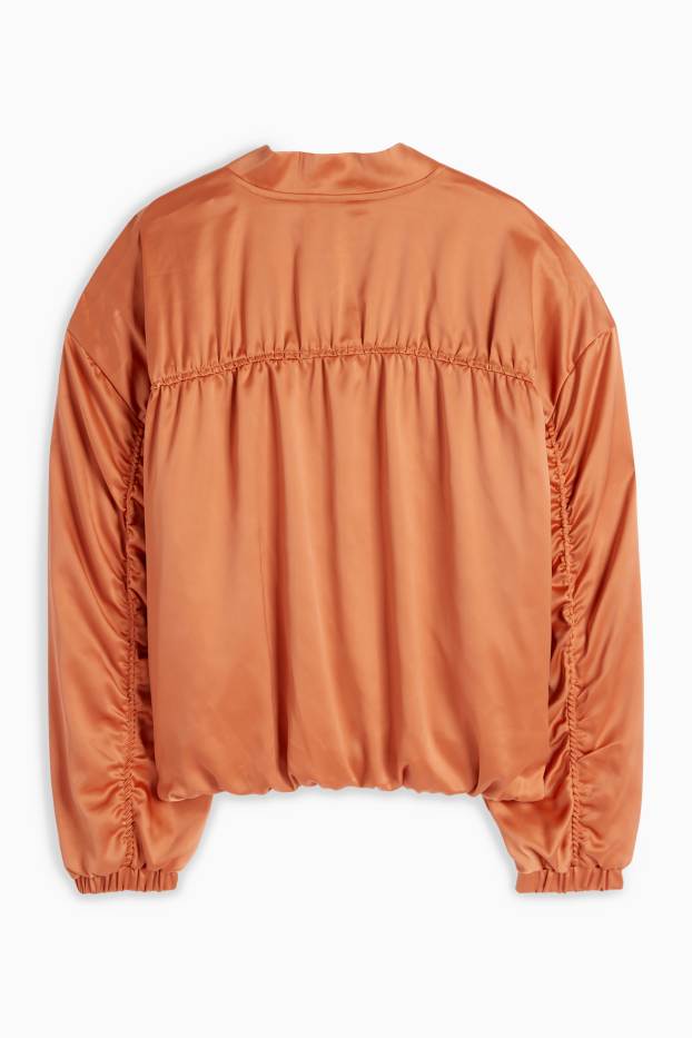 Women - Satin bomber jacket - orange
