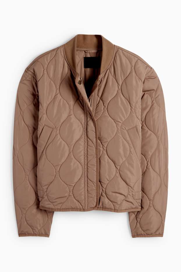 Dames - Gewatteerde jas - waterafstotend - taupe