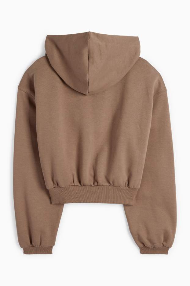 Femmes - Sweat court à capuche - marron