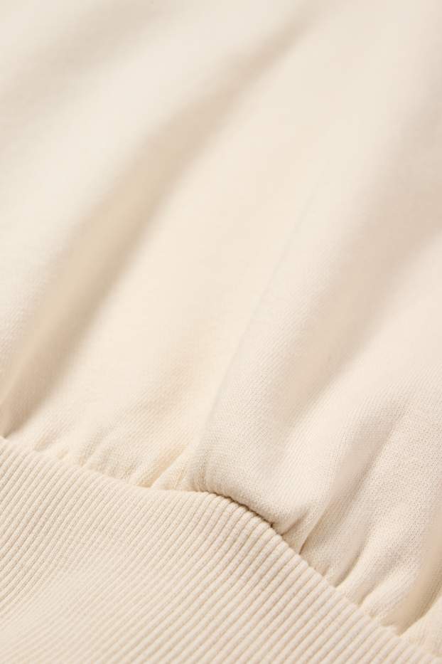 Femmes - Sweat court à capuche - beige clair
