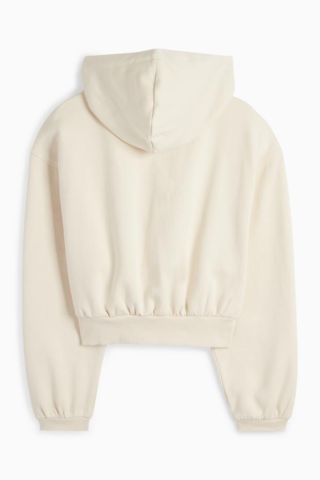 Femmes - Sweat court à capuche - beige clair
