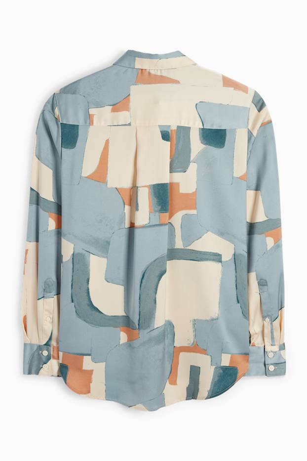 Mujer - Blusa de raso - estampada - beis