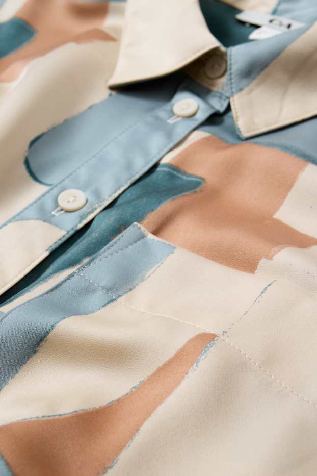 Mujer - Blusa de raso - estampada - beis